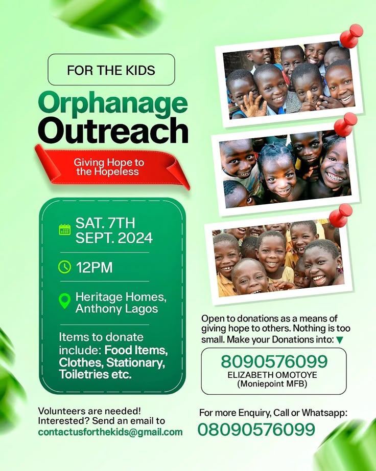 A simple orphanage outreach flyer_ Need a…